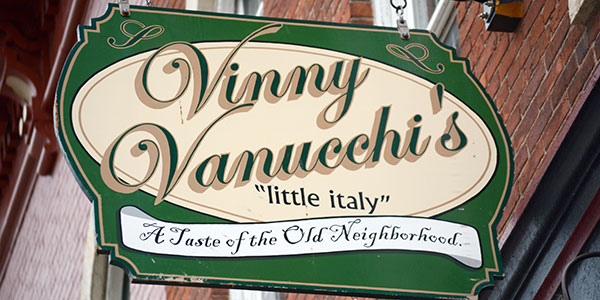 vinny vanucchi's wood sign